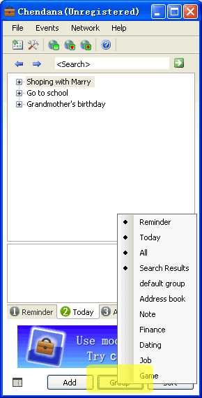 chendana switch current group in simple mode